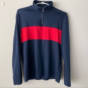 Banana Republic Luxury-Touch Half-Zip Chest-Stripe T-Shirt